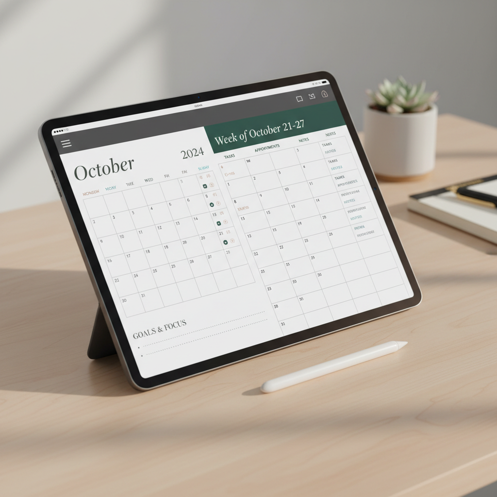 صورة منتج رقمي التقويم الشهري والاسبوعي 